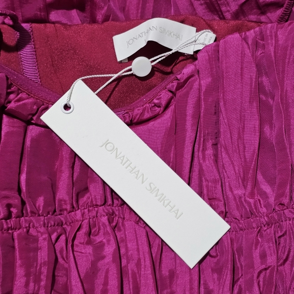 JONATHAN SIMKHAI Dresses Stefanie Taffeta Pleats Gown In Bougainvillea Size 2 - Picture 6 of 7